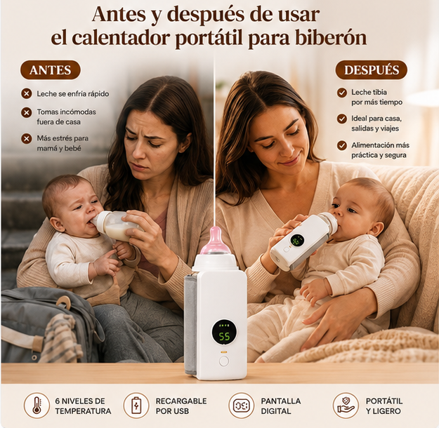 🍼Calentador Portátil para Biberón con Pantalla Digital🍼