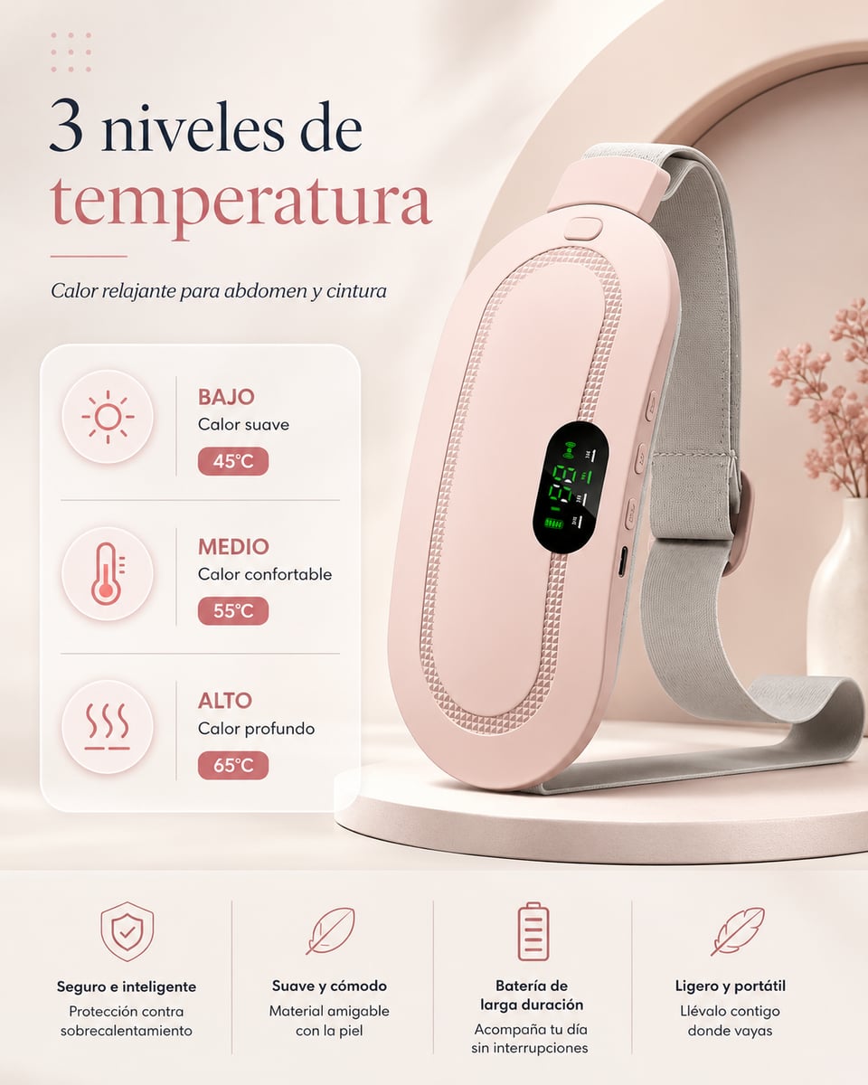 💗 Cinturón Térmico Masajeador para Dolor Menstrual