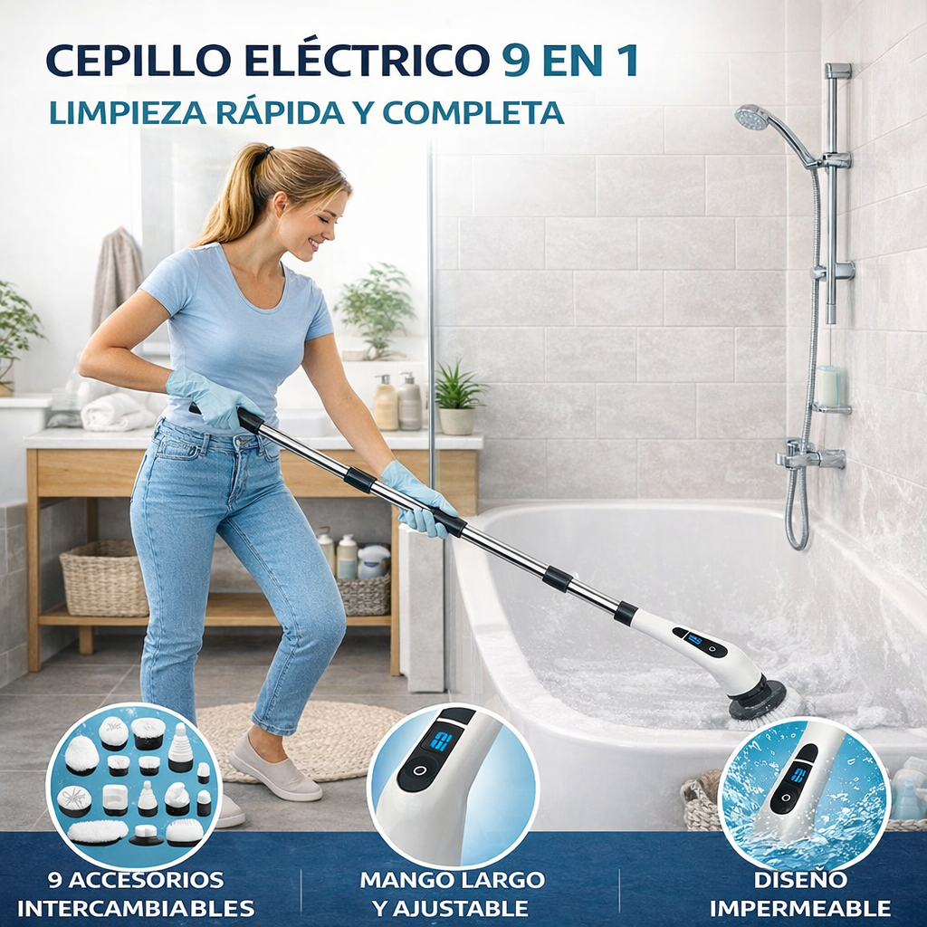 Super Cepillo De Limpieza Eléctrico Giratorio 9 en 1 !🚚 ¡ENVÍO GRATIS a todo el país!